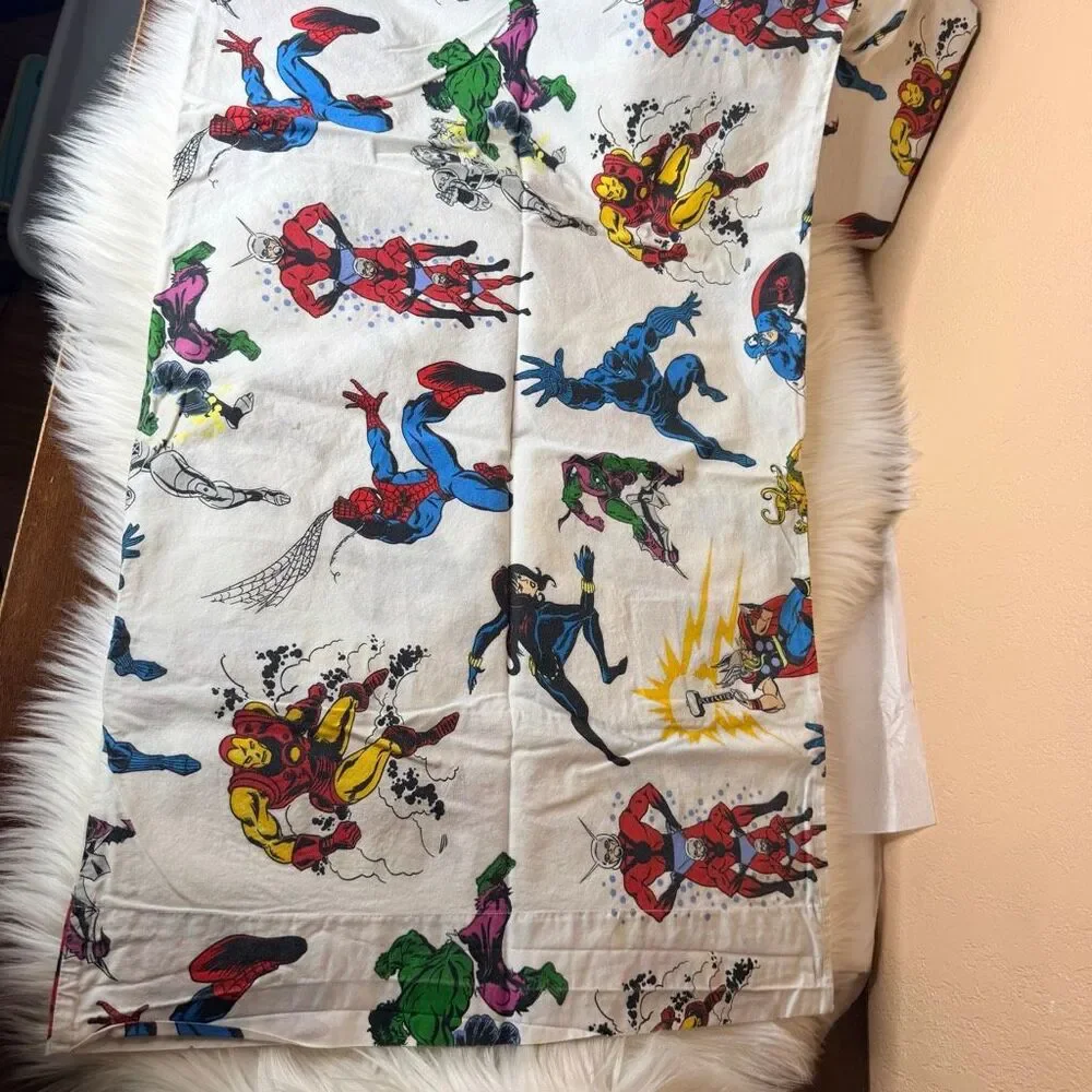 Pottery Barn Kids Marvel Comics Avengers Full Sheet Set-Flat Fitted 2 Pillowcase